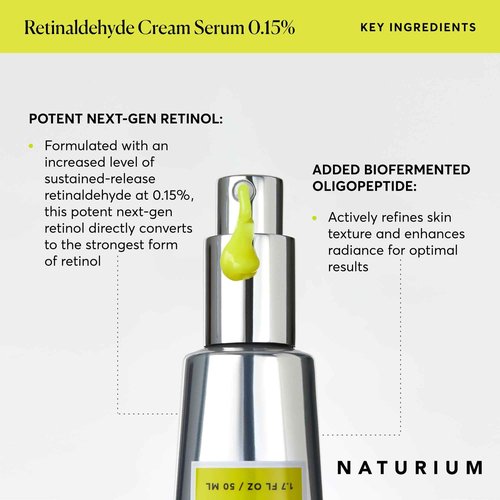 Naturium Retinaldehyde Cream Serum 0.15%, Advanced Anti-Aging & Smoothing Potent Face & Skin Care, 1.7 oz