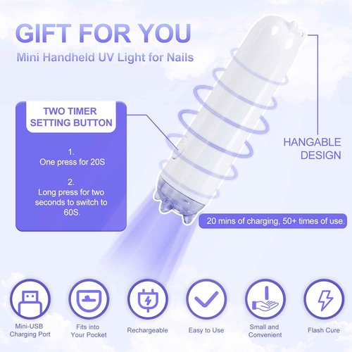 NXJ INFILILA Cordless Nail Lamp, Rechargeable UV Light for Gel Nails, 268W Fast Curing Wireless Nail Dryer with 36Pcs Lamp Beads for Hands & Feet, Professional Quick Dry for Salon & Home
