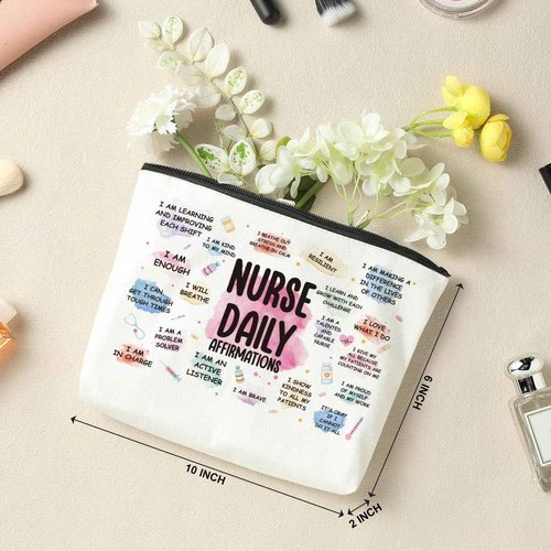 2 PCS Nurse Makeup Bag for Women - RN Appreciation Gift for Nursing, Medical Assistant Graduation, Retirement - Travel Toiletry Cosmetic Bag