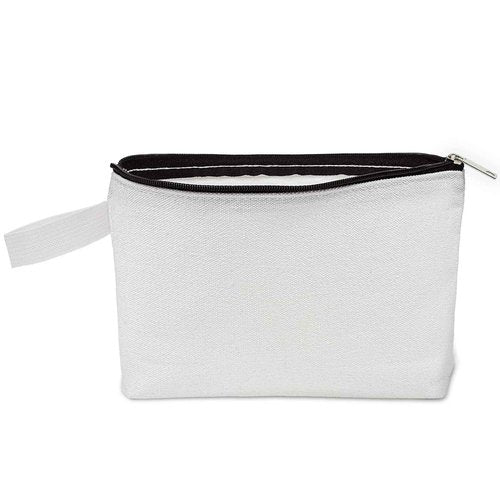 Koolmox 20 Pack 12Oz Blank Makeup Bags with Bottom and Strap, Multi-purpose Large Canvas Zipper Toiletry Organization Pouch Blank Bag for HTV Crafts (White Bag w/Black Zipper, L, 12.2x7.4x 2.7'')