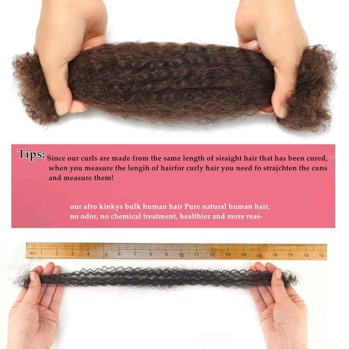 Afro Kinkys Bulk Human Hair for Dreadlock Extensions Repair Locs 22 inch Medium Brown Twist Braiding Afro Kinky Human Hair for Locs 1 Pack 30 Gram