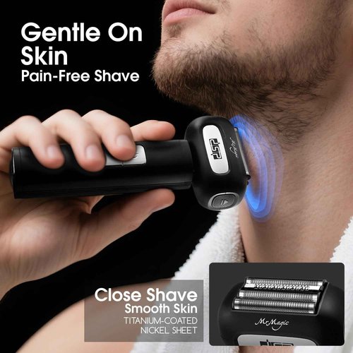DSP Electric Shavers for Men, IPX6 Waterproof, Type-C, Rechargeable Shaver, 4-Blade Cutting System, Electric Foil Shaver, Travel Lock (Black)
