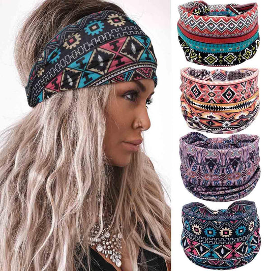 Acenail Wide Headbands Women Turban Knotted Headband Elastic Non Slip Hairbands African Head Bands Cotton Workout Head Wraps Bohemian Head Band Running Sports Hairband Yoga Head Scarfs Boho Hair