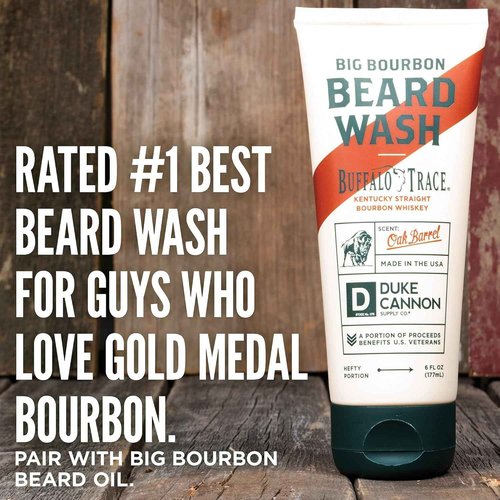 Duke Cannon Big Bourbon Beard Wash, 6oz - Hydrating Beard Cleanser with Hops Extract, Soybean Oil & Barley Protein - Woodsy Oak Barrel Scent, SLS & Paraben-Free (3 Pack)