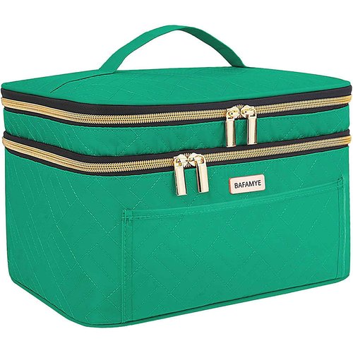 BAFAMYE 8.8L Makeup Travel Bag Women, Large Cosmetic Case, Makeup Bag Organizer Box Travel-Size Accessories Bottles, Brushes, and Skin Care Products, Toiletry Bag for Women 2.33 GAL