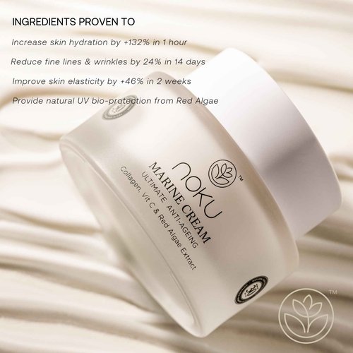 Noku Marine Cream – EWG VERIFIED - Ultra Hydrating Anti-Aging Moisturizer with Red Algae, Vegan Collagen & Argireline Peptides, 50 ml / 1.69 fl oz | Vegan, Cruelty-Free, Award-Winning Formula