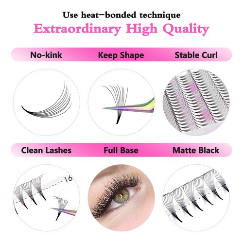 Premade Fans Eyelash Extensions 12D-D-0.07-11 Premade Volume Lash Extensions 320 Fans Pointed Base Fans 0.07 Premade Volume Fans C D Curl(12D-D-0.07-11)