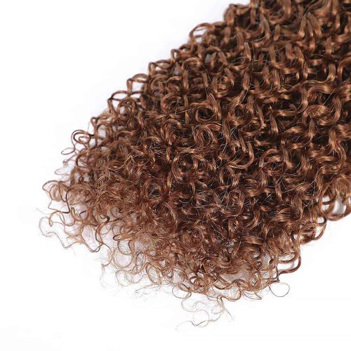 #30 Human Hair Bundles Curly Wave 14 16 18 Inch Kinkycurly Bundles Human Hair Unprocessed Native Virgin Hair 100/PC 3 Extensions Light Brown Color Wet and Wavy Human Hair Extensions for Women