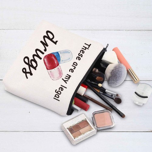 G2TUP Funny Medicine Bags for Women These are My Legal Drugs Cosmetic Bag Travel Pill Bags for Patient Friend (These Are My Legal Drugs)