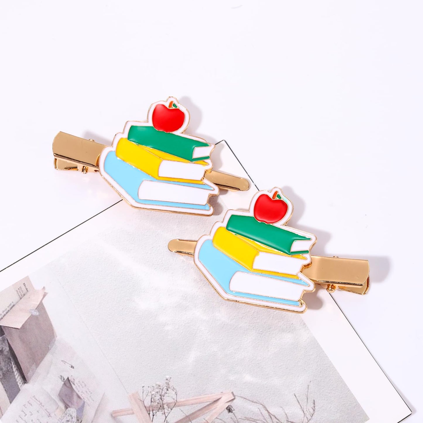 Back to School Hair Clips,Cute Schoolbag Book Hair Clips School Bus Hairpins Back-to-school Gifts Fun Hair Accessories for Teacher Students (Book)