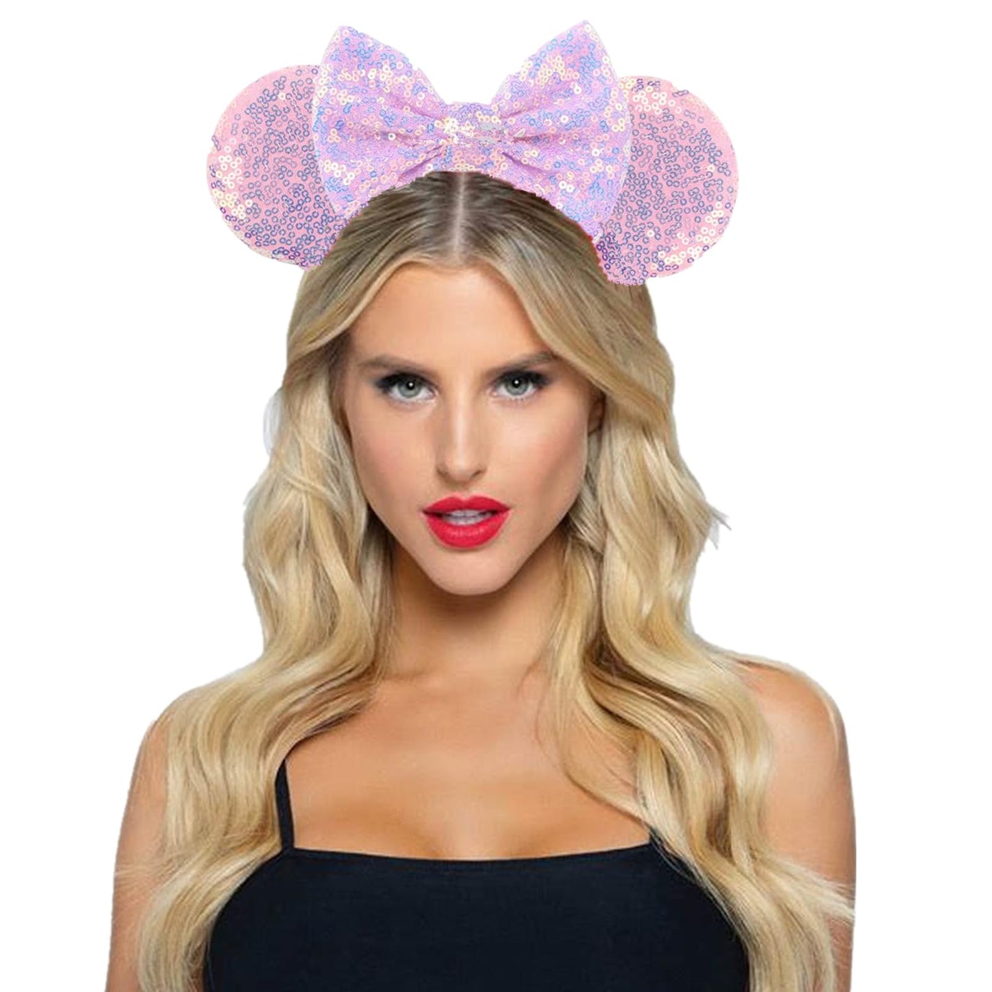 JOYFISCO Mouse Ears Headbands Shiny Bow Mouse Ears Headband Glitter Party Princess Decoration Cosplay Costume for Women Girls