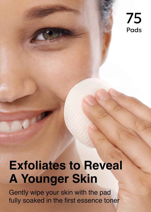 MISSHA Time Revolution The First Essence Toner Pads (75 pads) - Exfoliating Pads Enhanced with AHA, Moisturizing, Larger Size, Advanced Ferment Absorption