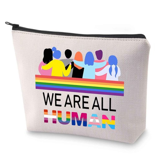 BLUPARK LGBTQ Gift Gay Pride Makeup Bag We Are All Human Equality Cosmetic Bag Human Rights Gift (We Are All Human)