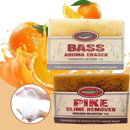 Fishermen’s 4 Pack Soap Gift Set – Great Smelling Heavy Grit Hand and Body Soap for Fishermen & Boaters – Includes Topwater Fishing Lure & Sleeve – Unique Fishing Gift for Men Who Love to Fish