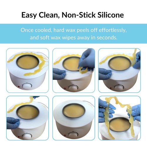 Reusable Non-Stick Silicone Wax Collars + Can + Lid for Wax Pot – Fits All 14-16 oz Wax Cans & Warmers – Wax Warmer Collars for Easy, Mess-Free Cleaning, 3-Piece Set (Collar + Can + Lid, White)