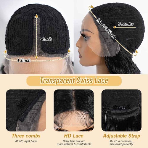 JOEDIR HAIR Super Long Wigs for Women 36 inch Lace Front Wig 5 Inch Middle Parting Synthetic Hair Bohemian Waves (RC1B)
