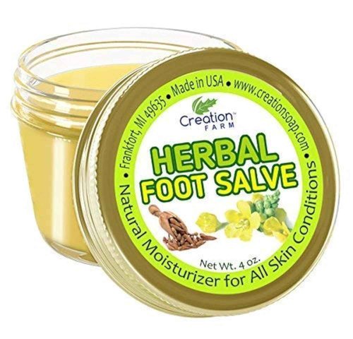 Foot Salve Herbal Balm Cream - Balsamo pomada crema herba de Los pies featuring Peppermint, Tea Tree plus 10 botanicals Creation Farm