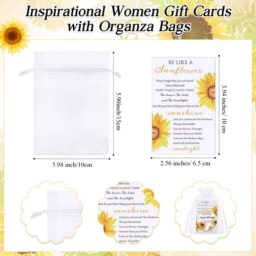 Cinnvoice 25 Set Inspirational Compact Mirror Bulk Christmas Appreciation Gift for Women Mini Makeup Pocket Mirror with Motivational Cards for Thanksgiving Coworker Employee Nurse Friends (Sunflower)