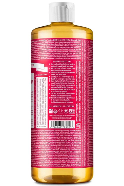 Dr. Bronner's 'S Magic Soaps 18-In-1 Hemp Pure Castile Soaps Rose 32 Fl. Oz