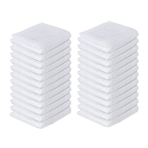 Softolle 100% Cotton Washcloths 60 Pack (12x12 Inches) Soft, Highly Absorbent Washcloth, Face Towels, Wash Cloths for Face, Ring Spun, Bulk Pack (White)