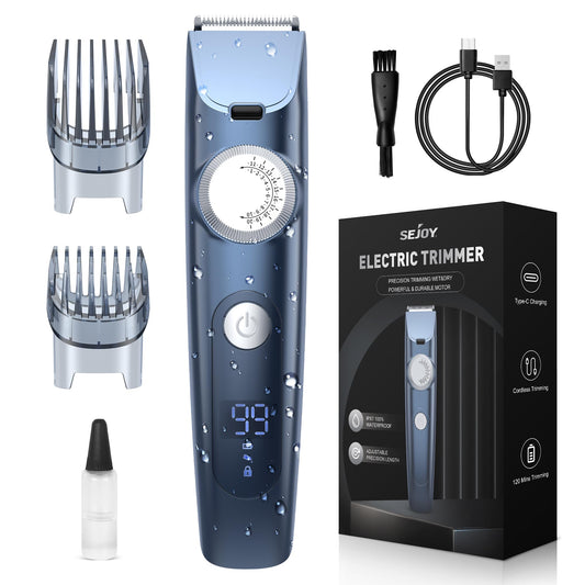 Sejoy Beard Trimmer for Men, Hair Trimmer for Men Cordless Hair Clipper for Mustache Body Hair Cutting Hair Clippers with LED Display for Men Women Kids Clippers for Hair Cutting, Blue