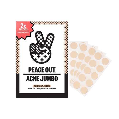 PEACE OUT Acne Healing Dots Helps Clear Blemishes Overnight, Fast Acting Hydrocolloid Pimple Patches for Breakouts with Salicylic Acid, Retinol and Aloe Vera, Award Winning Skincare Solution 40 Count