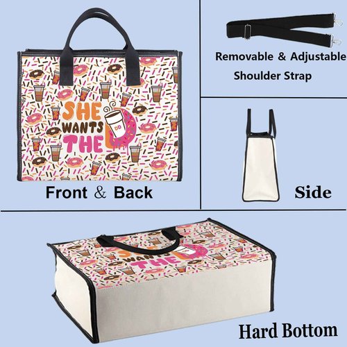 WZMPA Donuts and Coffee Cosmetic Makeup Bag Donuts Lover Gift She Wants The Donuts Makeup Zipper Pouch Bag For Friend Family (She Wants The BG)