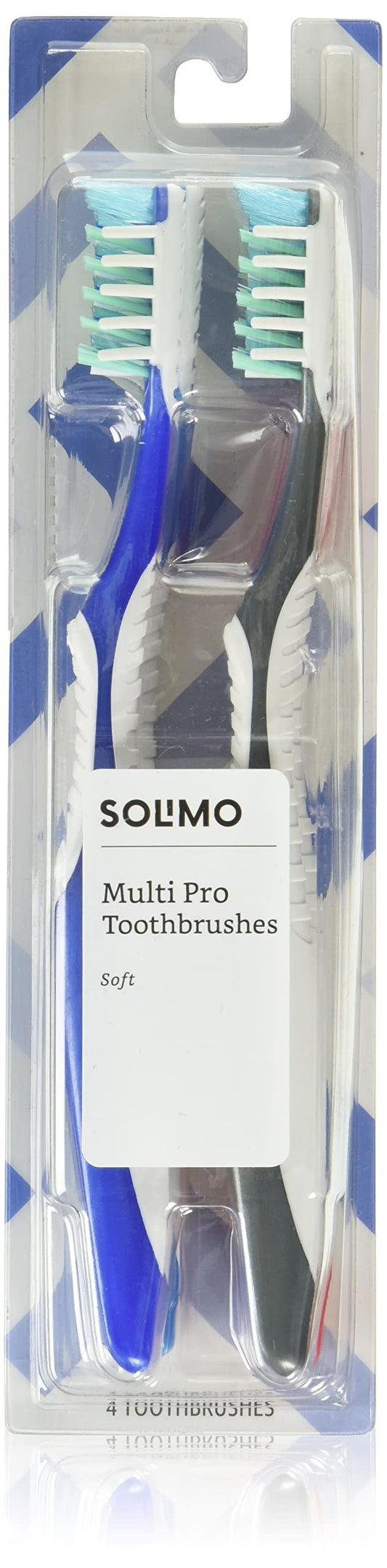 Amazon Brand - Solimo Multi Pro Toothbrushes, 4 Count, Assorted Color