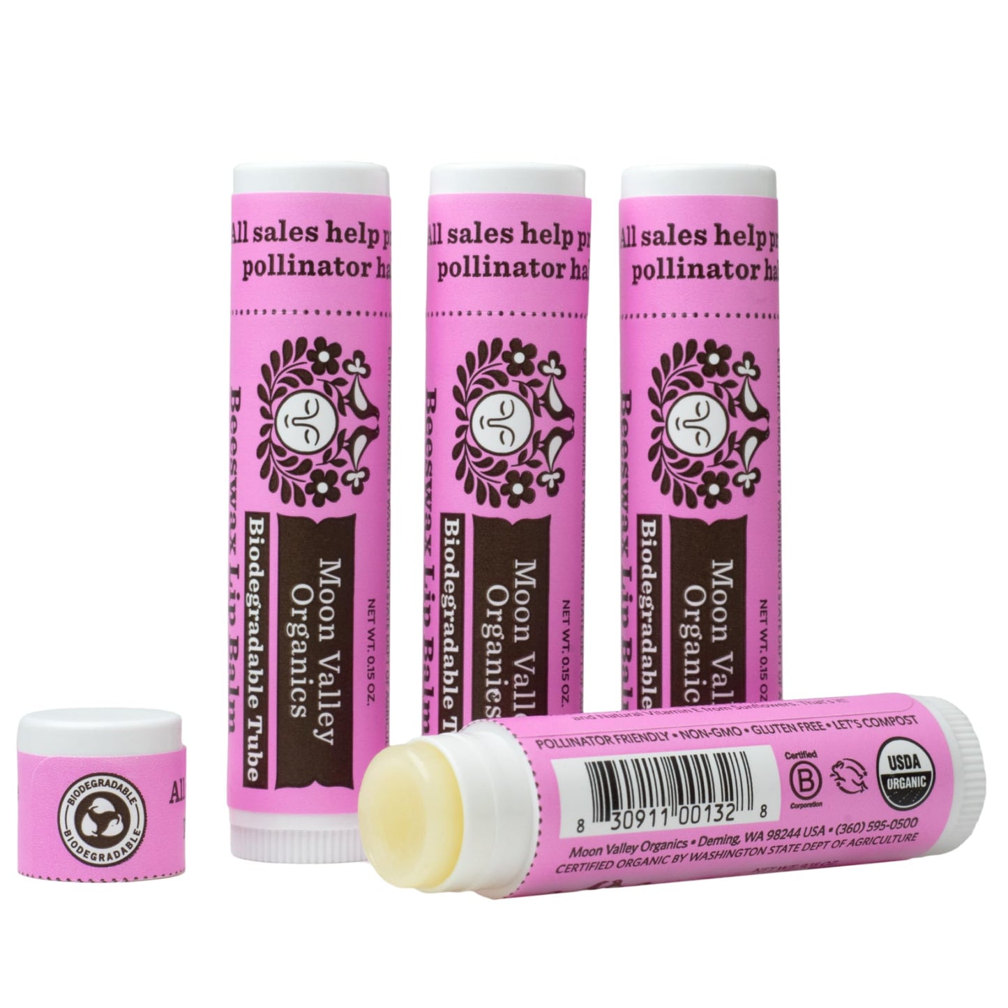 Moon Valley Organics Beeswax Lip Balm for Moisturizing Lips and Cuticles (JUICY BLACKBERRY, 4 Count (Pack of 1))