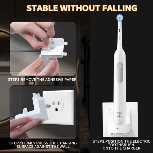Teeteck Wall Charger for Braun Oral-B Electric Toothbrush, Electric Toothbrush Charger Model 3757 Wireless Charger Base-Waterproof & Portable- Ideal for Bathroom and Travel (Bright White, US)