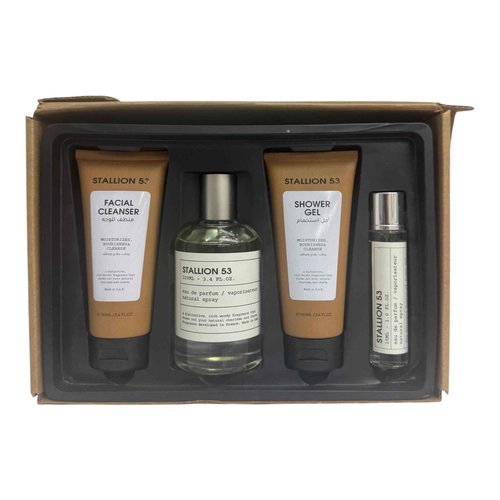 Stallion 53 Eau de Parfum Gift Set, 4-in-1 with Facial Cleanser and Shower Gel, 3.4 fl oz, Woody Fragrance
