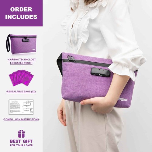 MAICHENG Smell Proof Bag with Combination Lock Large Storage Container Medicine Lock Bag Money Organizer Travel Storage Case Pouch Great Christmas Gift