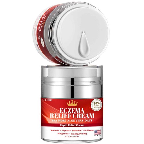 Eczema Cream for Kids & Adults - Eczema Relief Cream for Redness, Itchy, Dry Skin, Daily Moisturizer for Sensitive Skin, with Sea Moss, Aloe Vera, Colloidal Oatmeal, Fragrance-Free, 1.7 FL OZ, 2PC