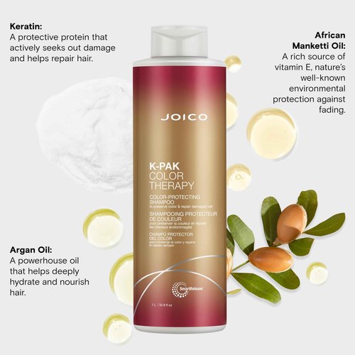 Joico Color Therapy Shampoo for Color-Treated Hair - With Keratin & Argan Oil, Repairs Damage, Boosts Shine, 33.8 oz