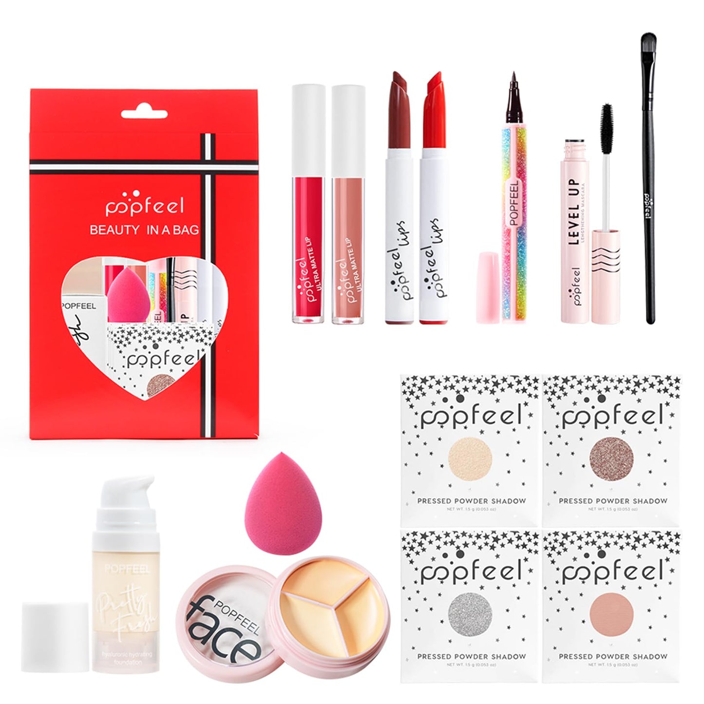 Joyeee All in One Makeup Kit, Full Starter Essential Makeup Kit for Women Beginners Includes Foundation Concealer Lipgloss Mascara Eyeliner Pencil Powder Shadow Set