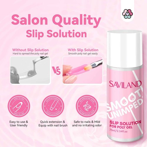 SAVILAND Poly Gel Nail Kit: 2PCS 30ML Clear & Nude Colors with Slip Solution U V Lamp Nail Dehydrator Non-acid PH Bond Protector Stickers Nail Extension Starter Kit Long-Lasting Manicure for Beginners