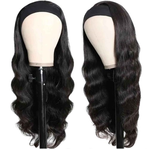 Fylora Headband Wig Human Hair Body Wave 14 Inch Headband Wigs for Black Women Brazilian Virgin Hair Wear and Go Glueless Wig None Lace Front Wigs for Beginners 150% Density Natural Black Color