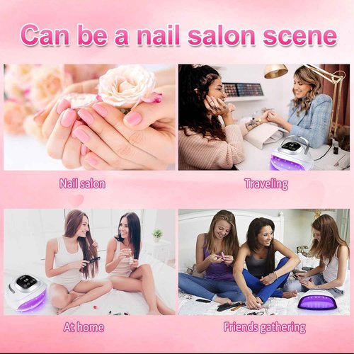 LKE UV Nail Lamp, 72W UV LED Nail Lamp Nail Dryer Light for Nails with 3 Timer Setting & LCD Touch Display Screen for Home and Salon Use (Light Pink)