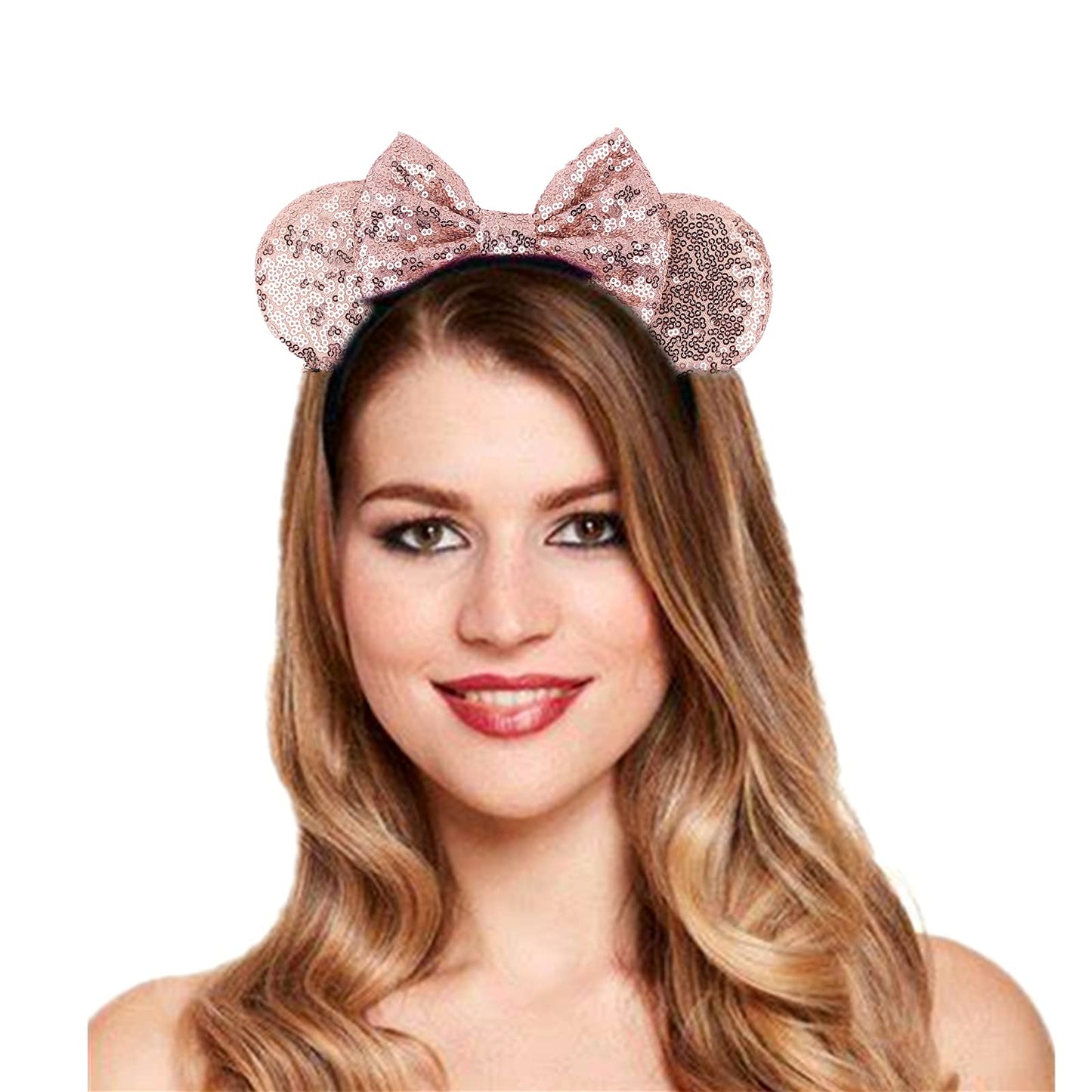 JOYFISCO Mouse Ears Headbands Shiny Bow Mouse Ears Headband Glitter Party Princess Decoration Cosplay Costume for Women Girls