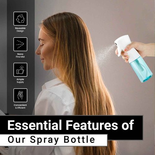 Practix Continuous Mist Spray Bottle – Ultra Fine Mist for Hair Styling, Salon Use, and Versatile Applications – 5 oz Octagon Shape Empty Bottle – Variety Pack of 4
