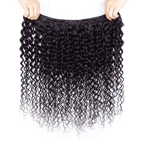 Ladiaryf Kinky Curly Human Hair Bundles Long Brazilian Virgin Curly Weave Bundles Human Hair 100% Unprocessed Double Weft Natural Black Color Can Be Dyed 100g 20 Inch