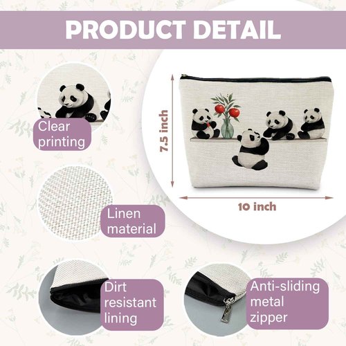 RYYCDOI Cute Panda Makeup Bag, Panda Lover Gifts Cosmetic Bags for Women, Panda Bear Gifts Makeup Pouch Zipper Pouch