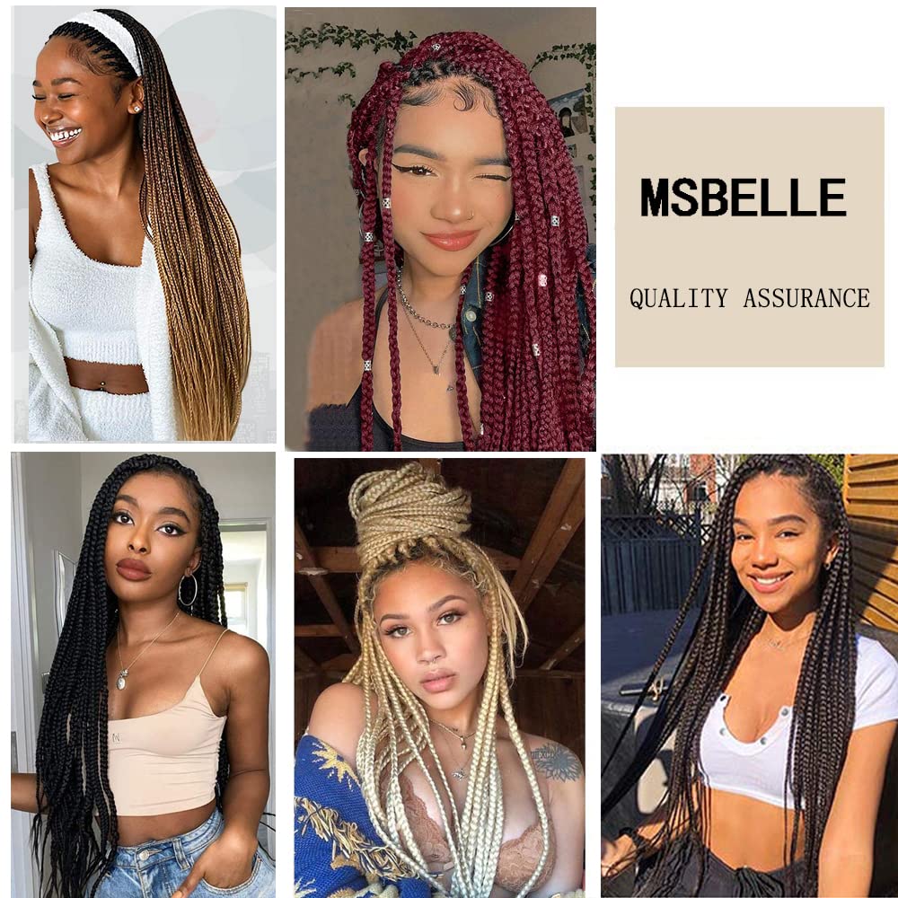 MSBELLE 6 Packs/Lot Pre Stretched Braiding hair 20 Inch Braiding Hair Extensions Hot Water Setting Crochet Synthetic Braids Hair (20Inch,Purple)