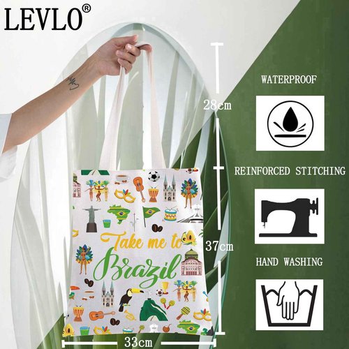 LEVLO Brazil Culture Travel Cosmetic Bag - World Cup Souvenir Gift Zipper Pouch For Traveler