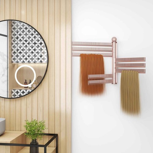 Wall-Mounted Wig and Hair Extension Holder, 8 Rotating Combs, Metal Wig Organizer Rack, Space-Saving Design, Easy Installation for Salon & Home