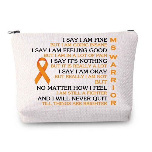 JYTAPP MS Awareness Makeup Bag - Warrior Gift for MS & Cancer Fighters - Zipper Pouch