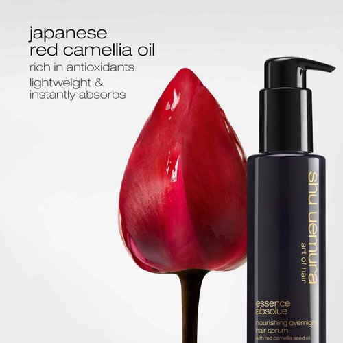shu uemura art of hair Essence Absolue Nourishing Overnight Hair Serum - Hydrates and Detangles, Reduces Frizz and Enhances Shine, Lightweight Formula, 1 Fl Oz