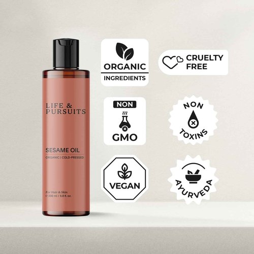 Life & Pursuits Cold-Pressed Sesame Oil Combo (6.76 fl oz) - Unrefined Moisturizer for Healthy Hair and Smooth Skin
