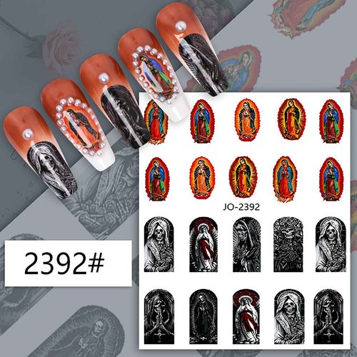 God Jesus Nail Art Stickers Decals, Christ Virgin Maria Love Cupid Angel Satan Nail Self-Adhesive Sticker Designs, Holographic 3D Angel Nail Transfer Decal for Women Girls Manicure Tips Decorations
