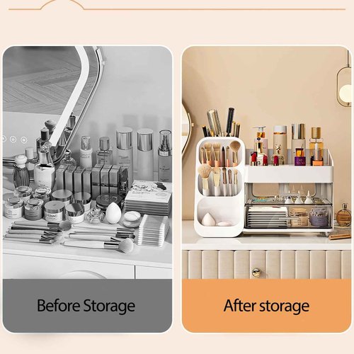 UShioart Large Makeup Organizer With Drawers Capacity Makeup Organizer,Large Vanity Top Skin Care Organizer, Perfume Skin Care Makeup Cabinet With Drawers Perfect Storage (14.5-In)